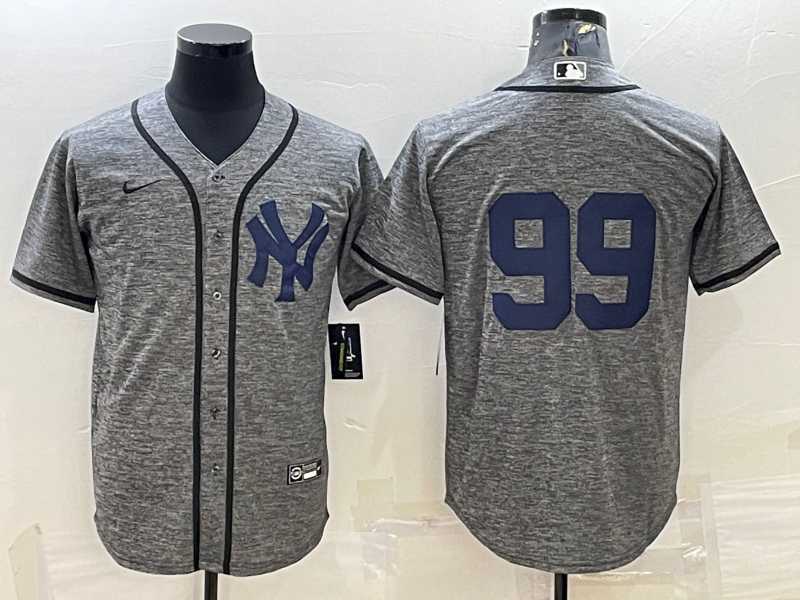 Men%27s New York Yankees #99 Aaron Judgey No Name Grey Gridiron Cool Base Stitched Jerseys